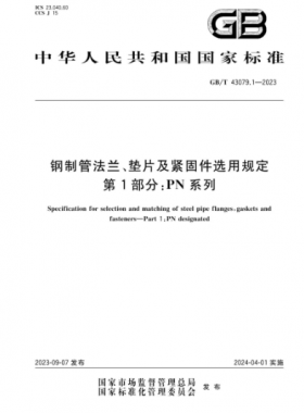 鋼制管法蘭、墊片及緊固件選用規(guī)定 第1部分：PN系列國標/T 43079.1-2023