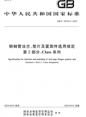 鋼制管法蘭、墊片及緊固件選用規(guī)定 第2部分：Class系列國標/T 43079.2-2023